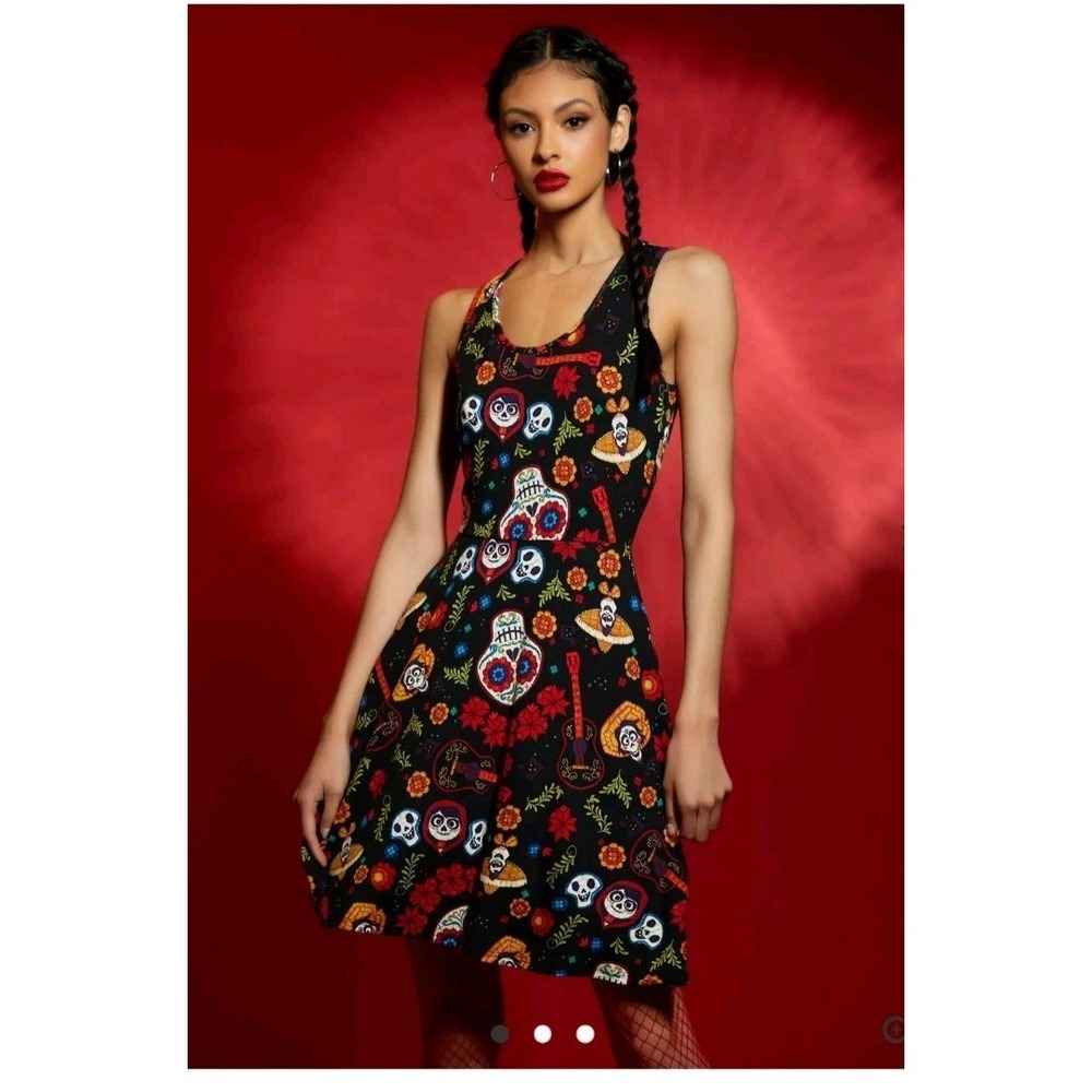 Hot Topic Disney Pixar Coco Lace-back Tank Skater Dress XL Day Of The Dead NWT